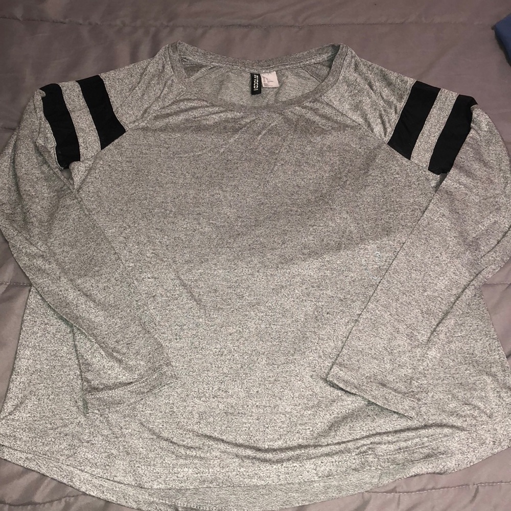 Grey shirt with mesh stripes